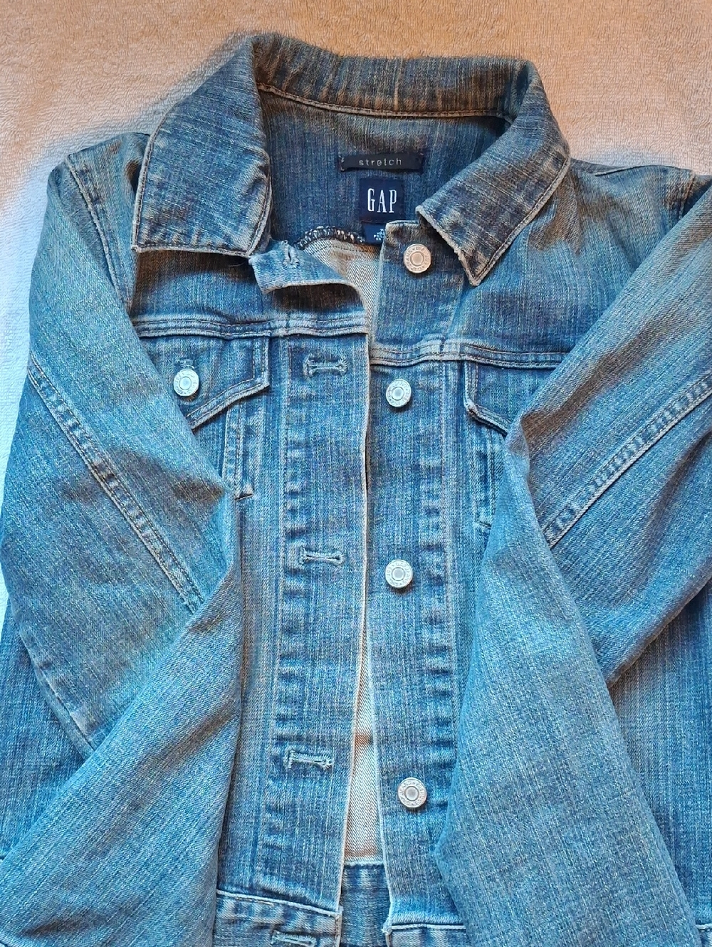 GAP Light Blue Denim Trucker Jacket Fitted Sz XS Stretch Cotton